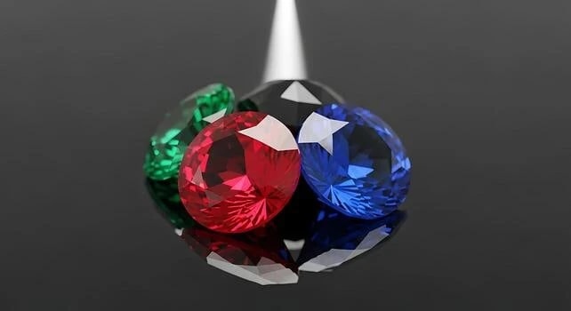 Emerald, ruby and sapphire