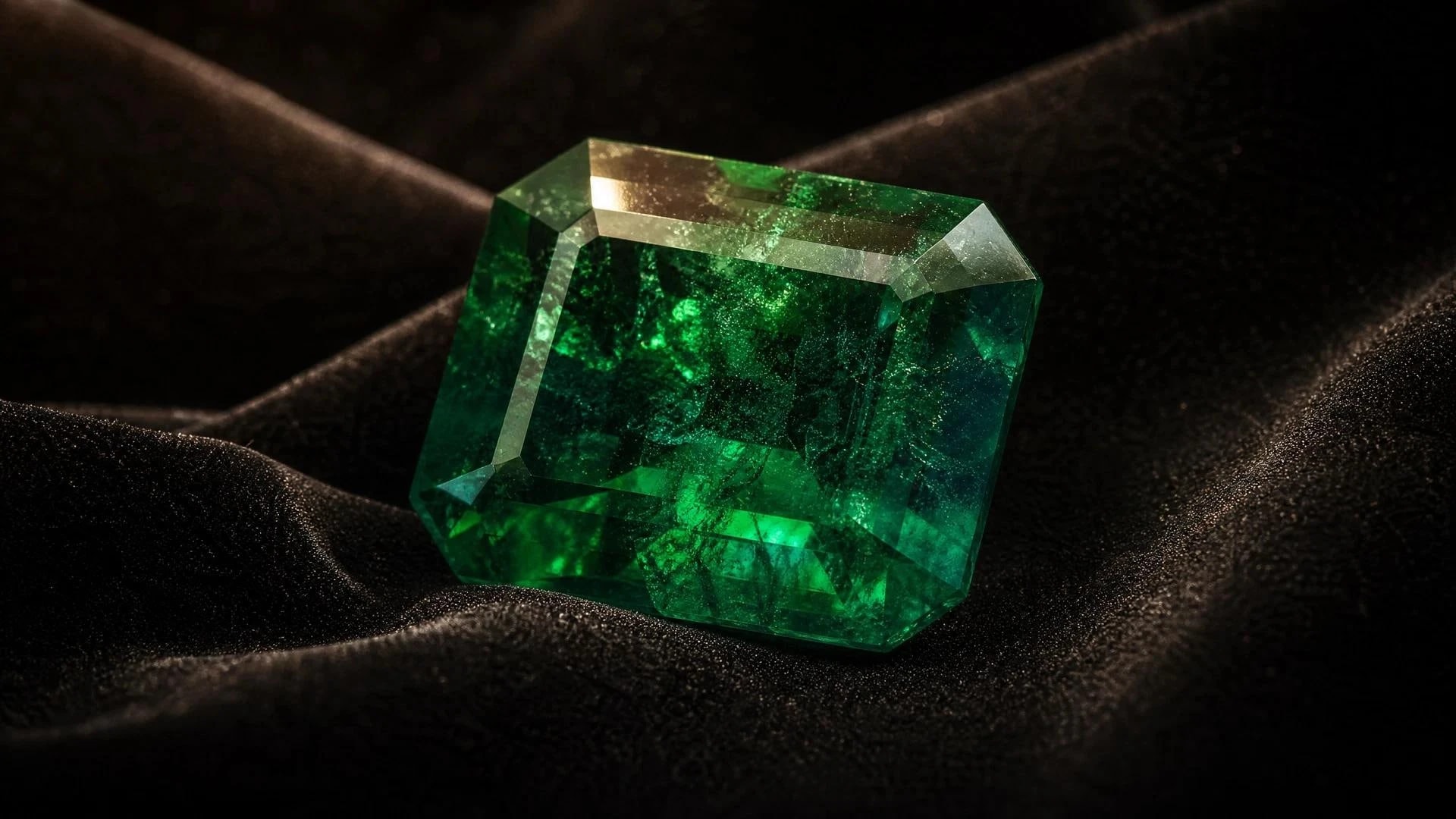 Emerald on dark velvet